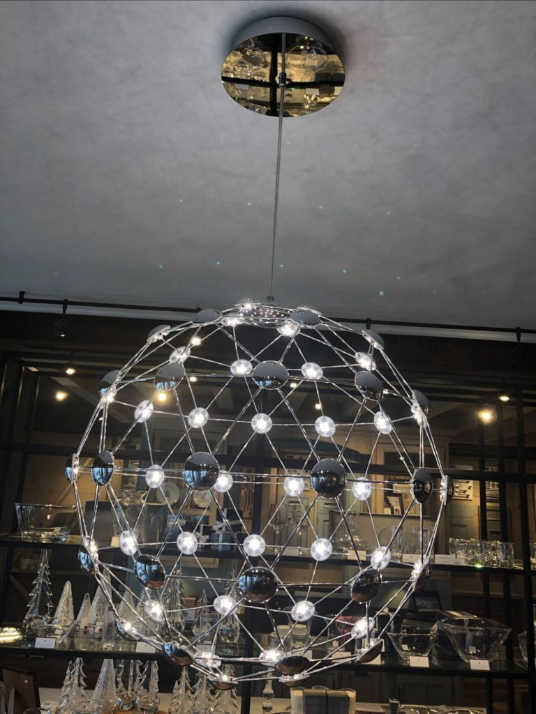Custom spherical wire chandelier