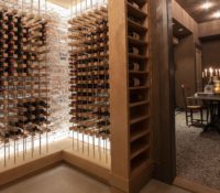 Custom wine cellar completed by Sunnyfields Cabinetry and Delbert Adams Construction Group, both Baltimore luxury home designers.